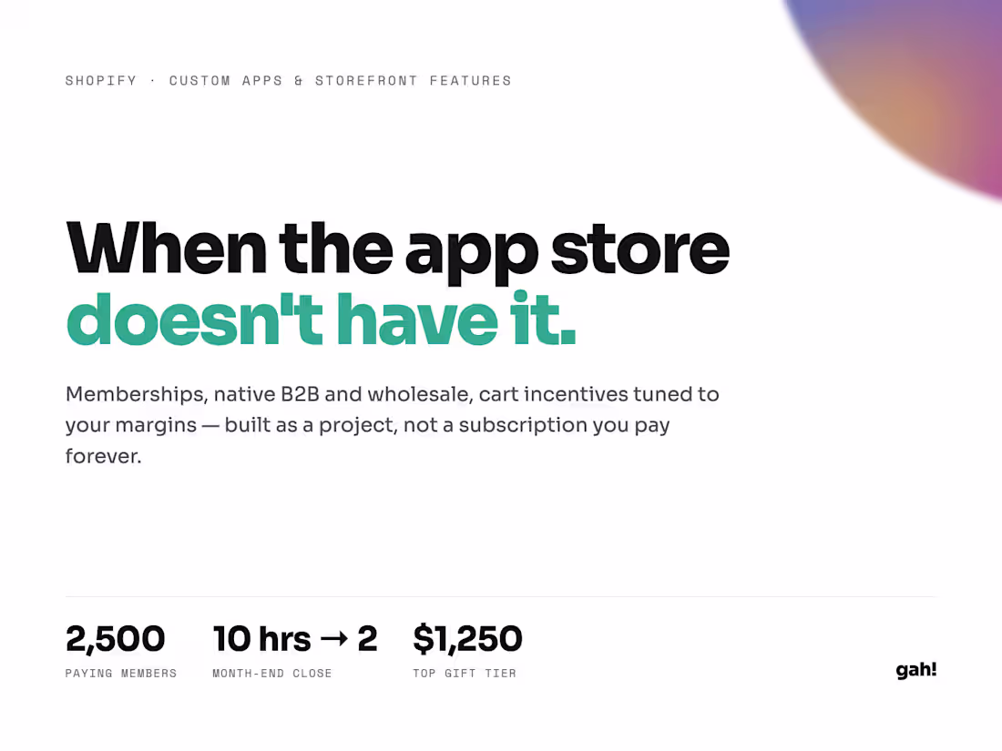 Cover image for Custom Shopify Apps: Memberships, B2B, AOV Features