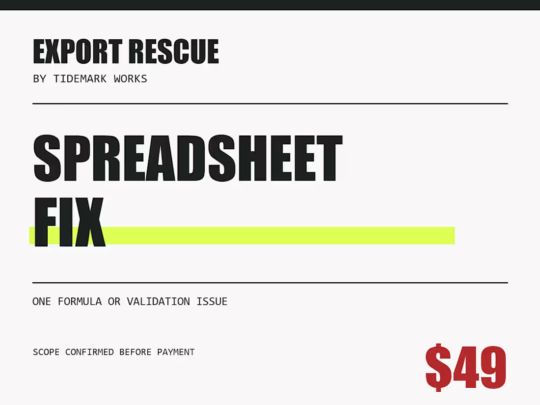 Cover image for One spreadsheet formula or validation fix