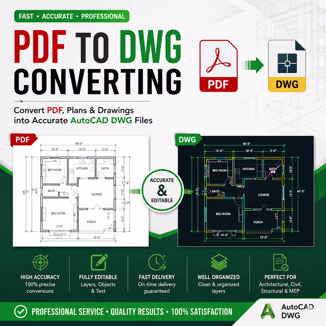 Cover image for convert architectural house plans, pdfs, and images into autocad