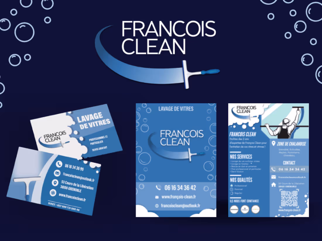 Cover image for Branding - Flyers - Visit card Francois Clean