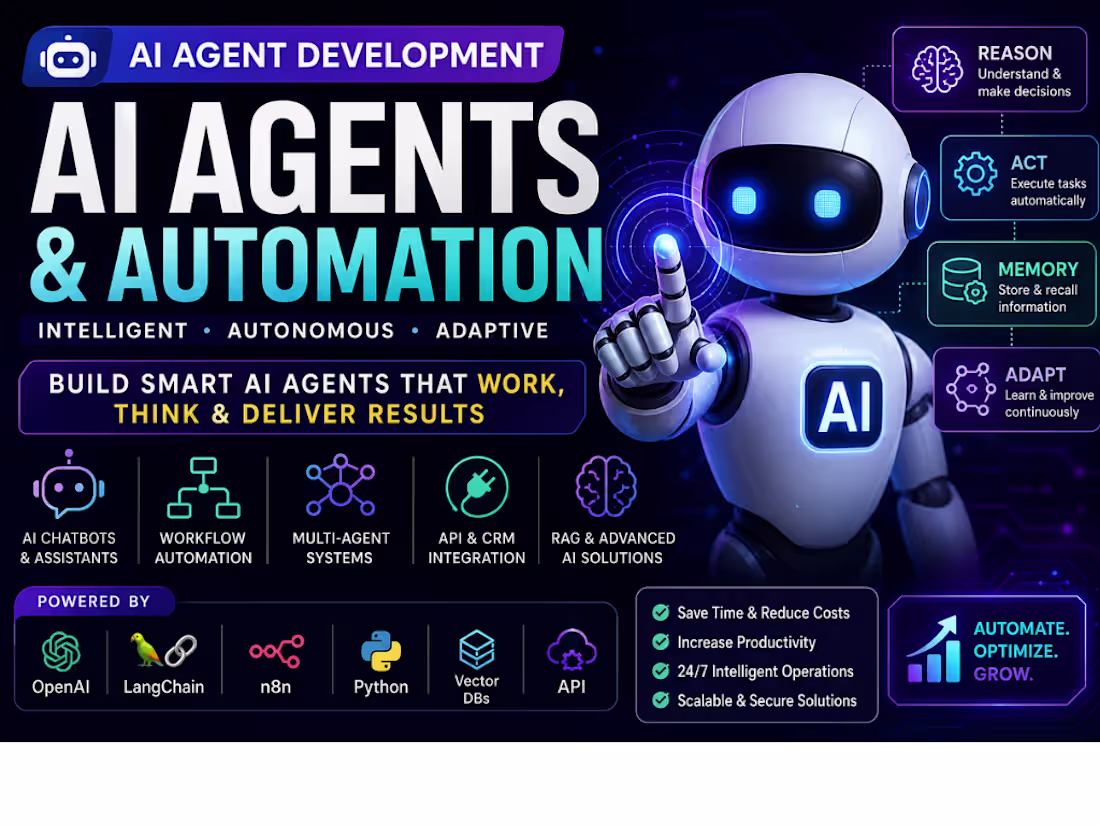 Cover image for AI Agent Development & Intelligent Workflow Automation