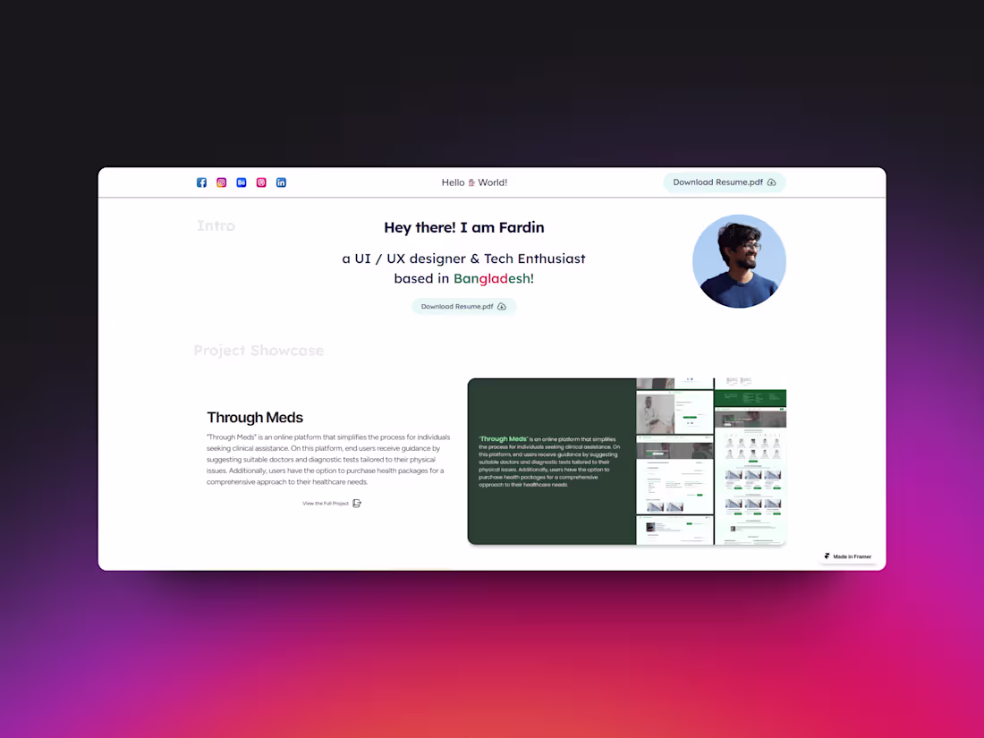 Cover image for Portfolio Design & Development - by Framer