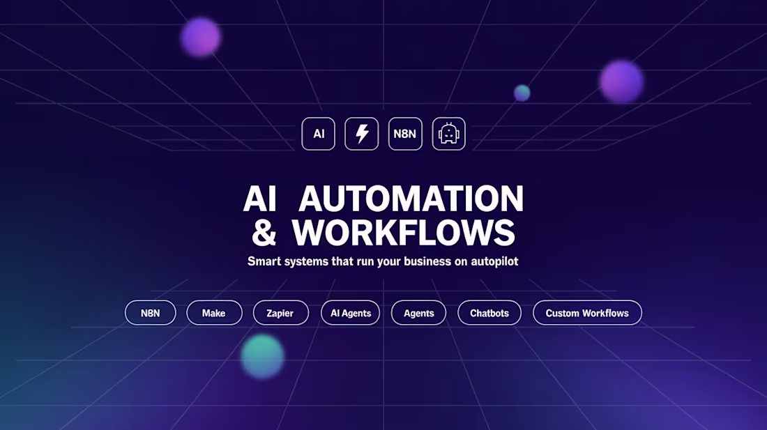 Cover image for AI Automation & Workflow Setup | n8n · Make · Zapier
