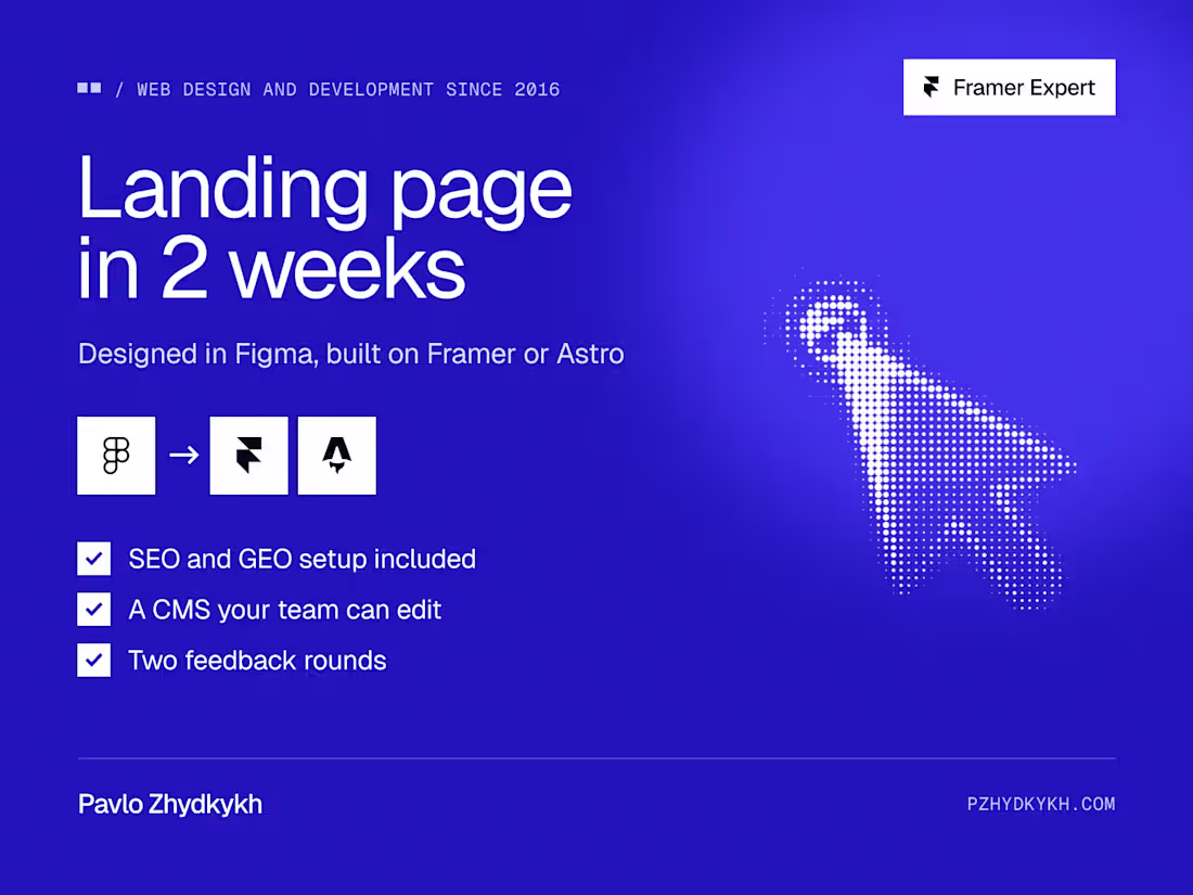Cover image for Framer Landing Page: Design and Development in 2 Weeks