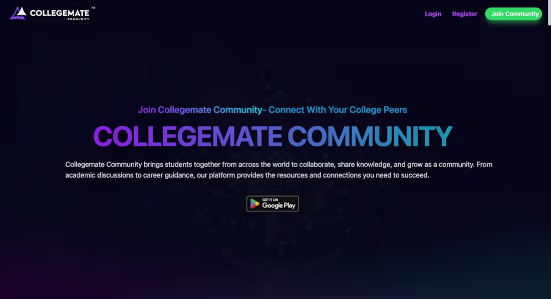 Cover image for Built CollegeMate Community, a platform