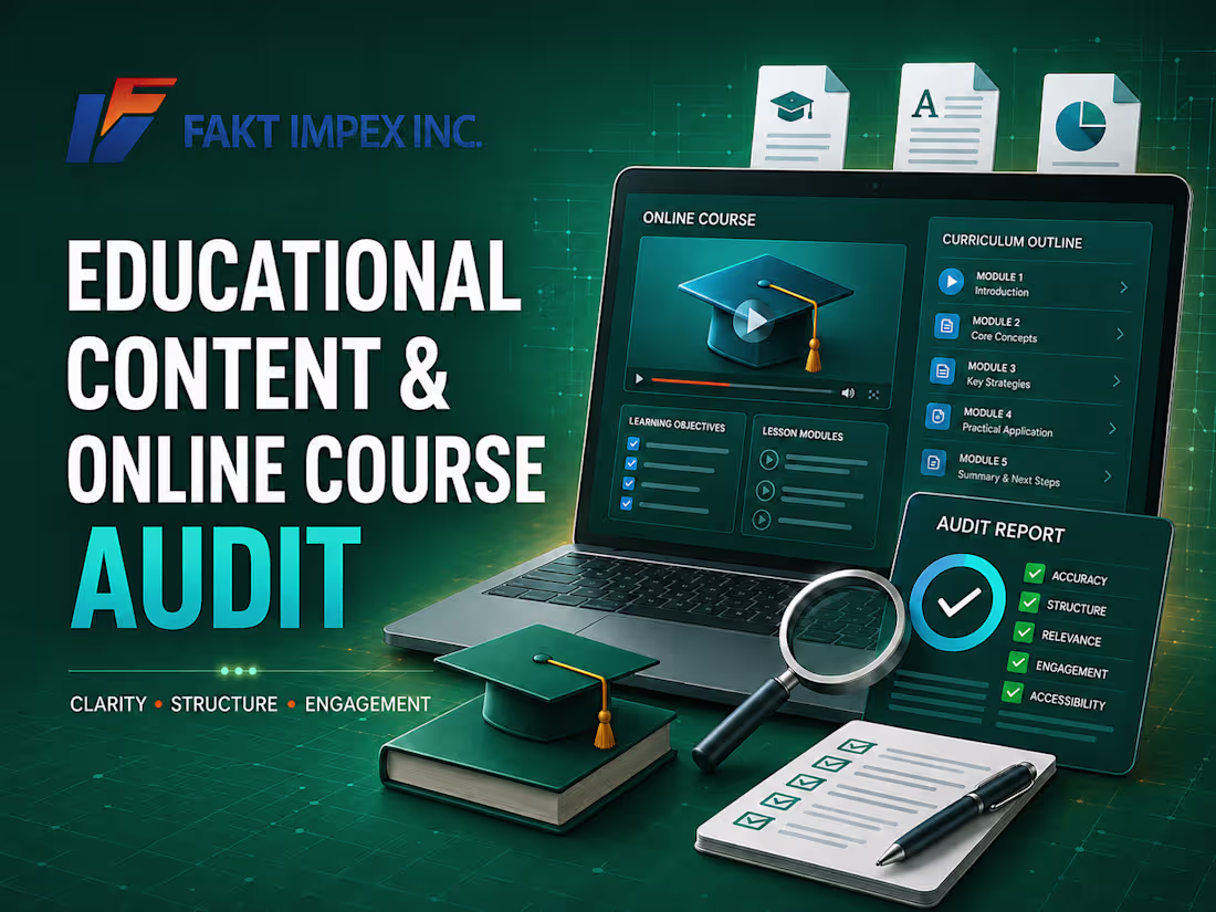 Cover image for Educational Content & Online Course Quality Audit