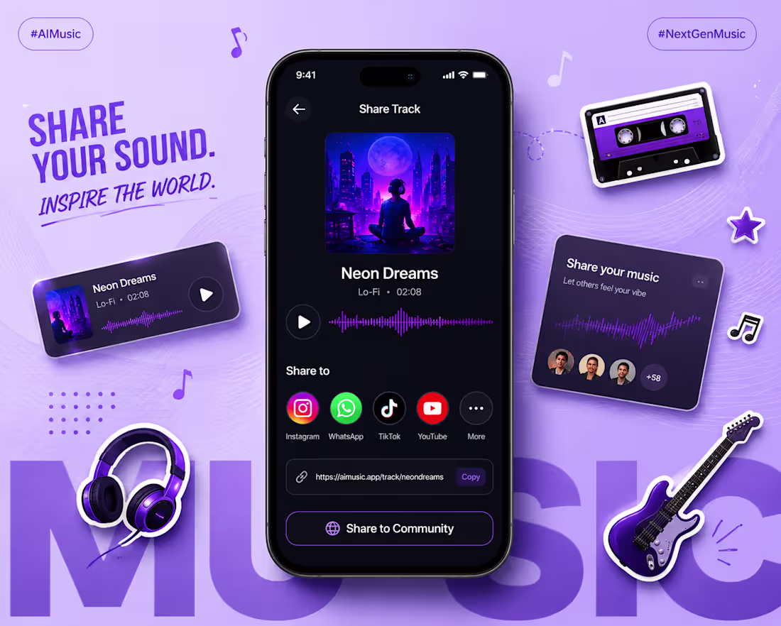 Cover image for AI Music App UI Concept
