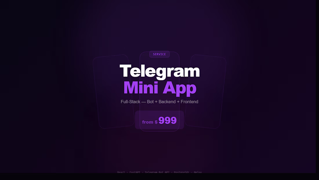 Cover image for Telegram Mini App — Full Stack Development