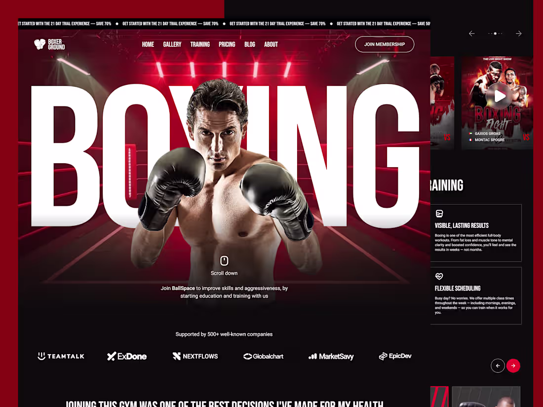 Cover image for Boxer Ground - Boxing Camp Landing Page