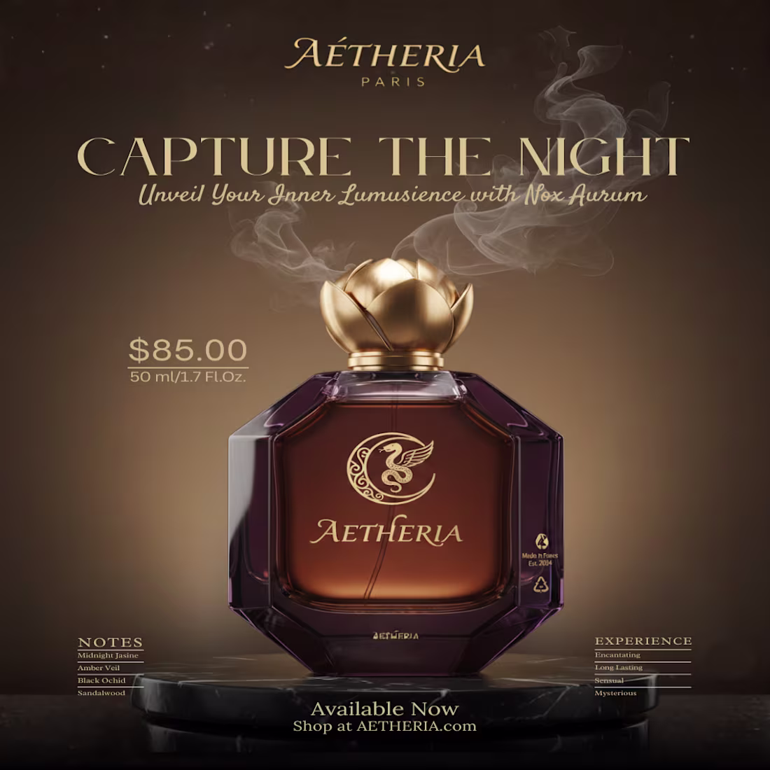 Cover image for Excited to share this premium perfume ad I created for AETHE...
