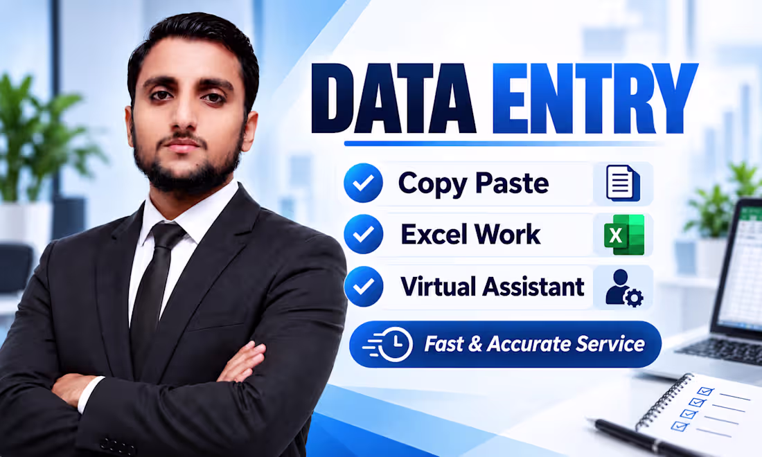 Cover image for Fast & Accurate Microsoft Excel Data Entry Specialist