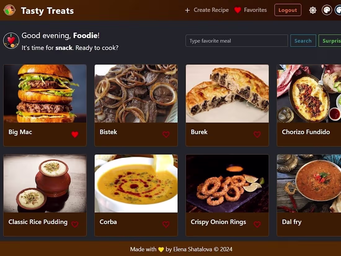 Cover image for Tasty Treats: User-Friendly Recipe App (React, Firebase)