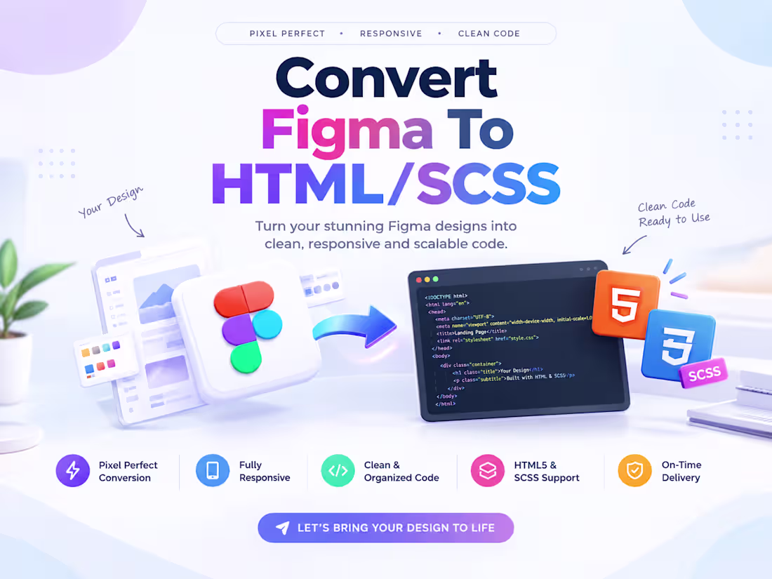 Cover image for convert figma to HTML PSD to HTML with bootstrap tailwind