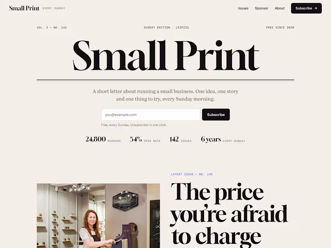 Cover image for Broadsheet, a newsletter site in
