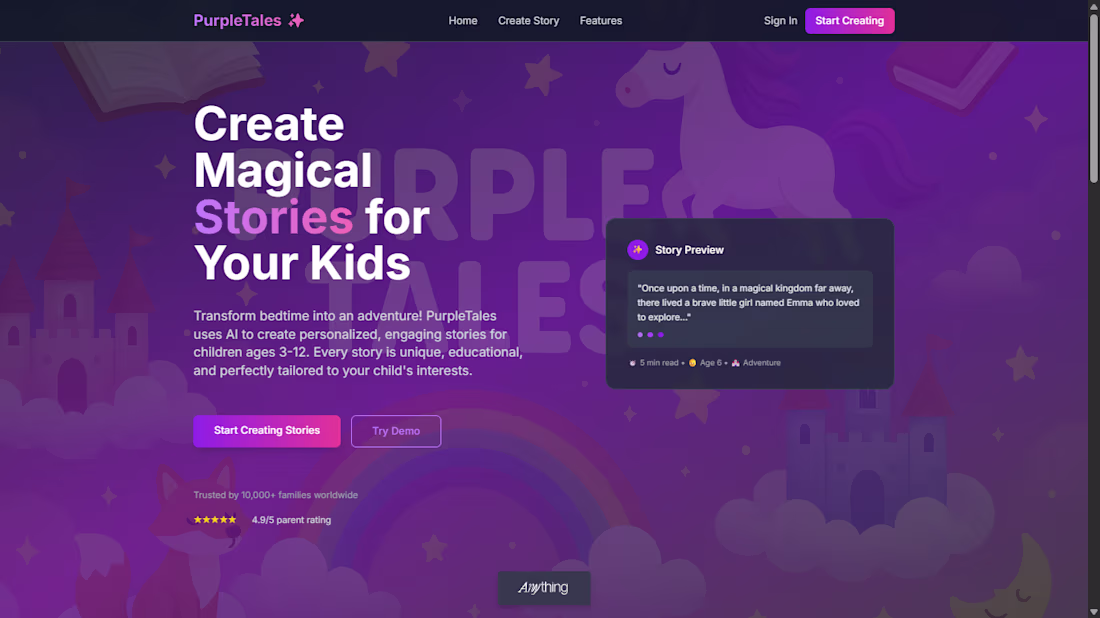 Cover image for I built Purpletales — a bedtime storyteller for kids. It let...