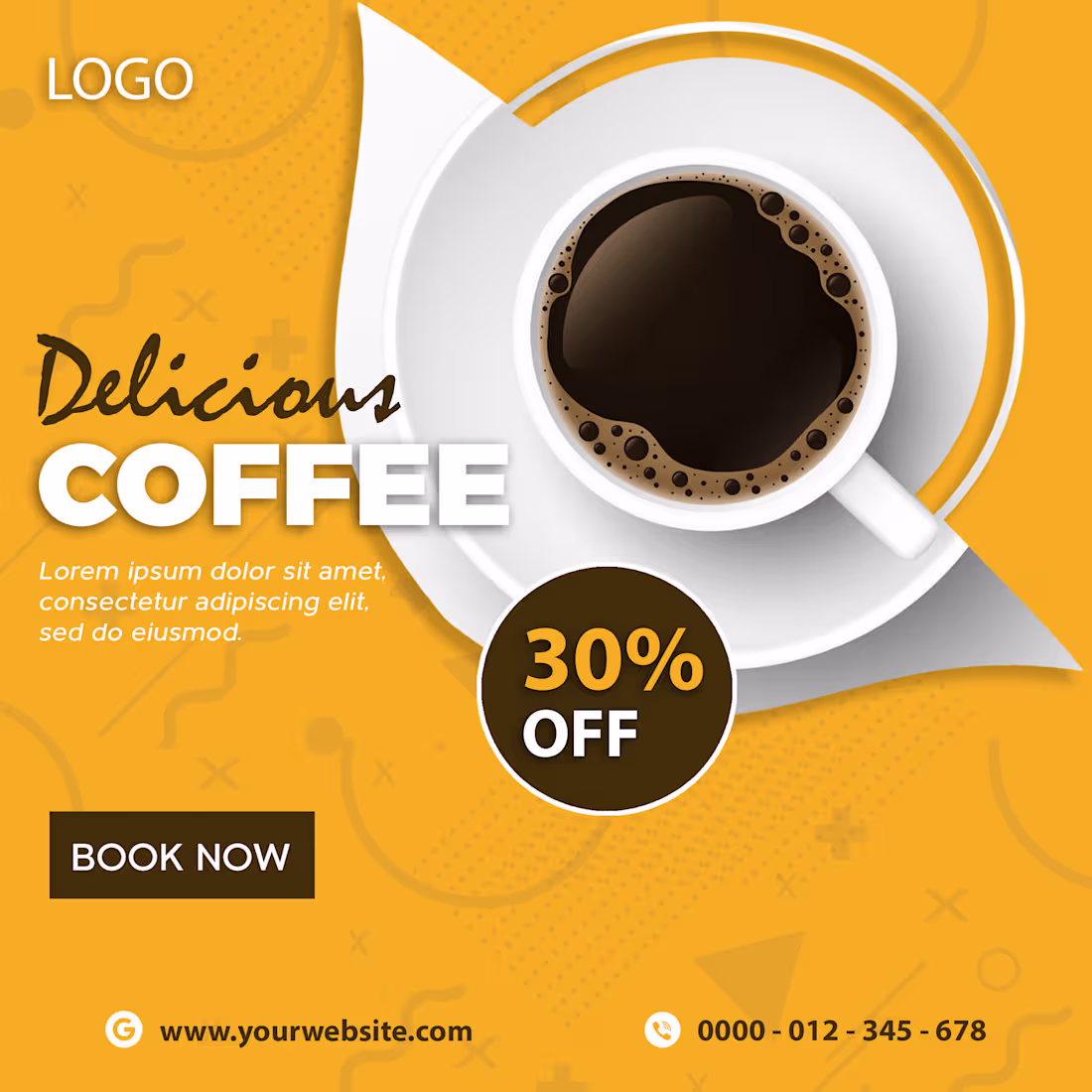 Cover image for Delicious coffee social media promotional banner design