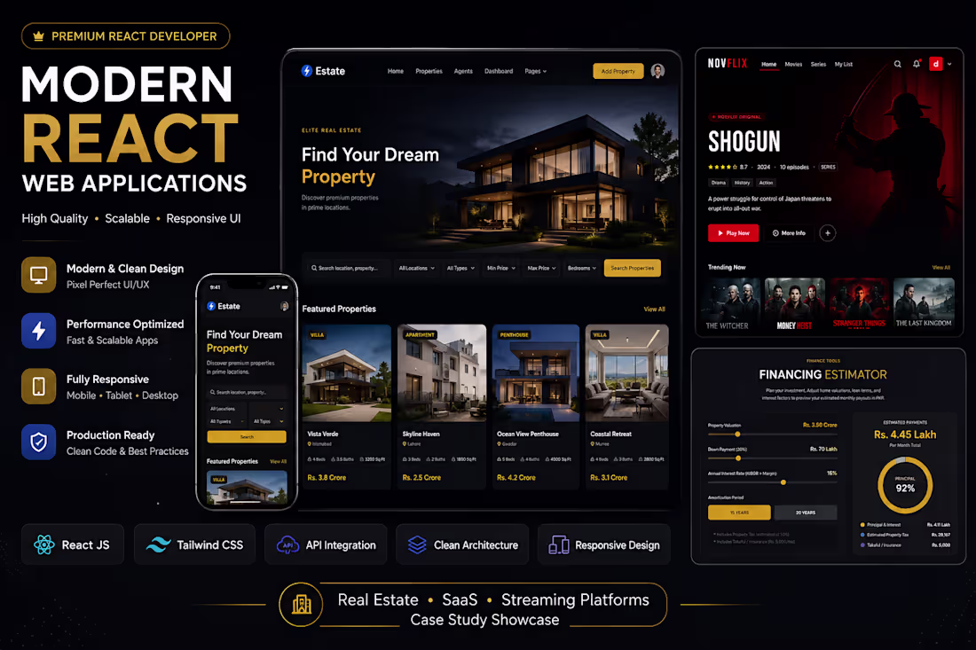 Cover image for Netflix-inspired streaming UI built
Real-Estate demo