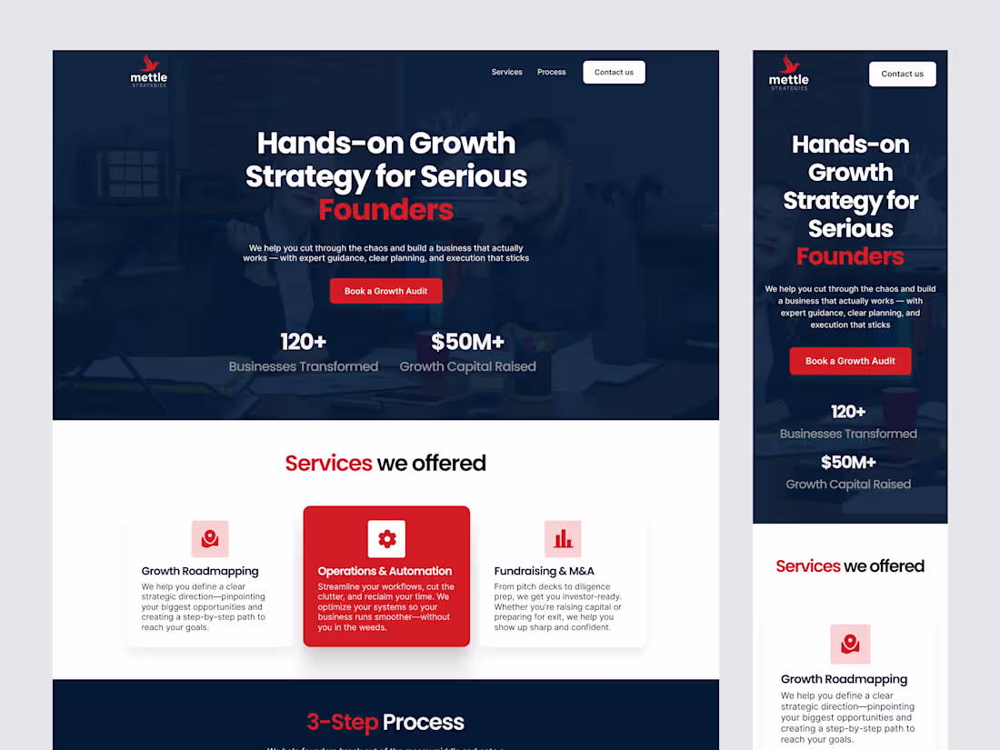 Cover image for Mettle Strategies landing page design