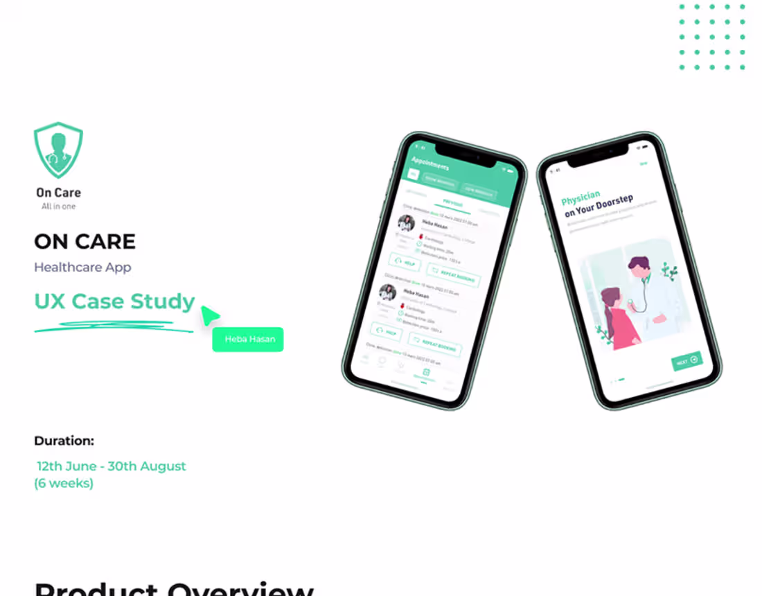 Cover image for UX Case Study for ON CARE Medical APP