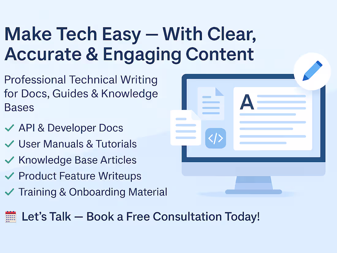 Cover image for Technical Writing for Docs, Guides & Knowledge Bases