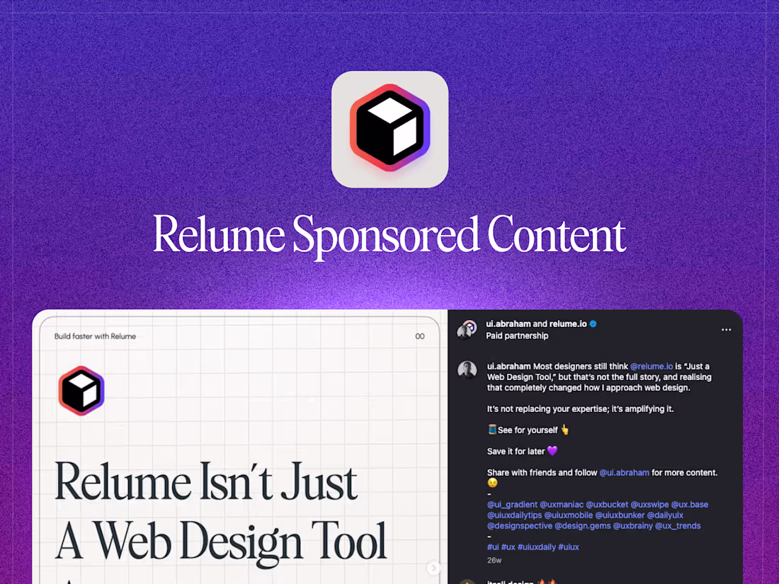 Cover image for Sponsored Instagram Content Collaboration with Relume