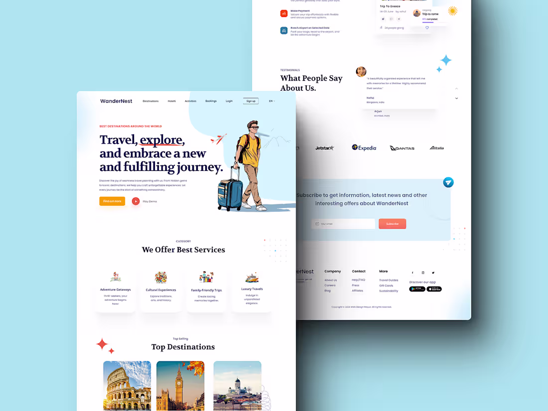Cover image for WanderNest - Travel agency Website Design 