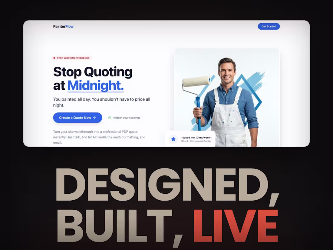Cover image for PainterFlow · AI quoting app, designed and built