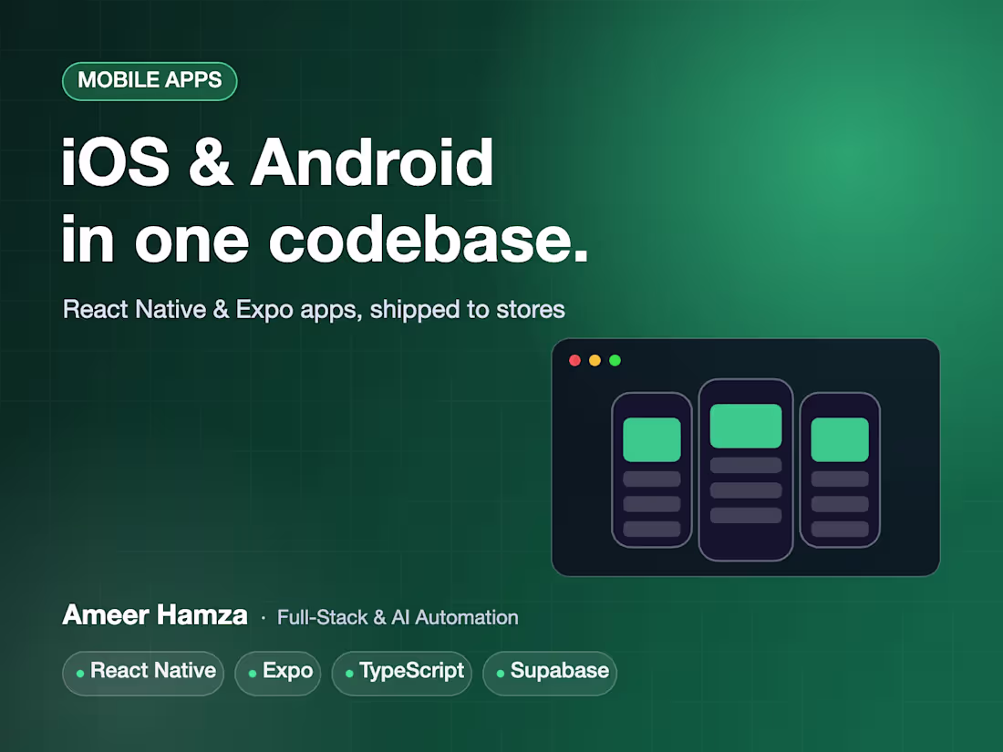 Cover image for React Native Mobile App Development (iOS & Android)