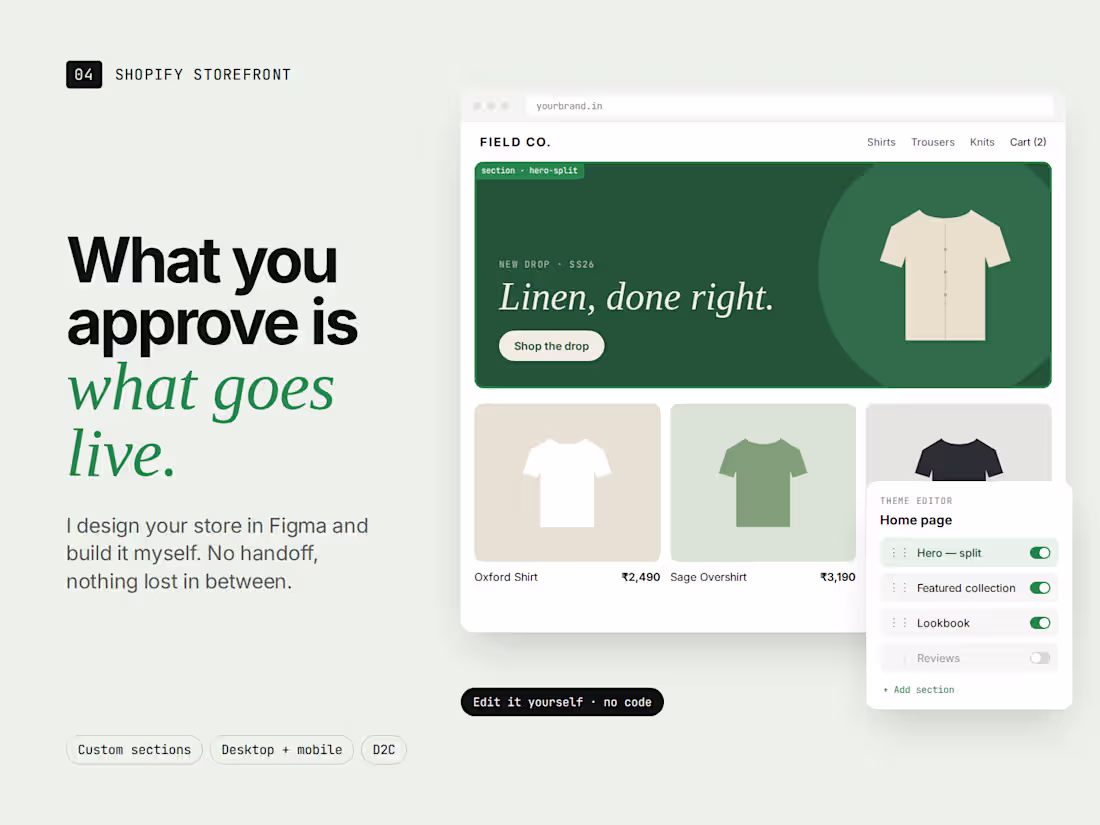 Cover image for Shopify storefront design + build