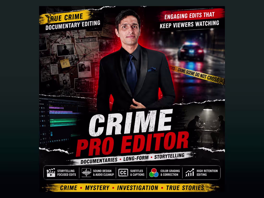 Cover image for True Crime Documentary Video Editing
