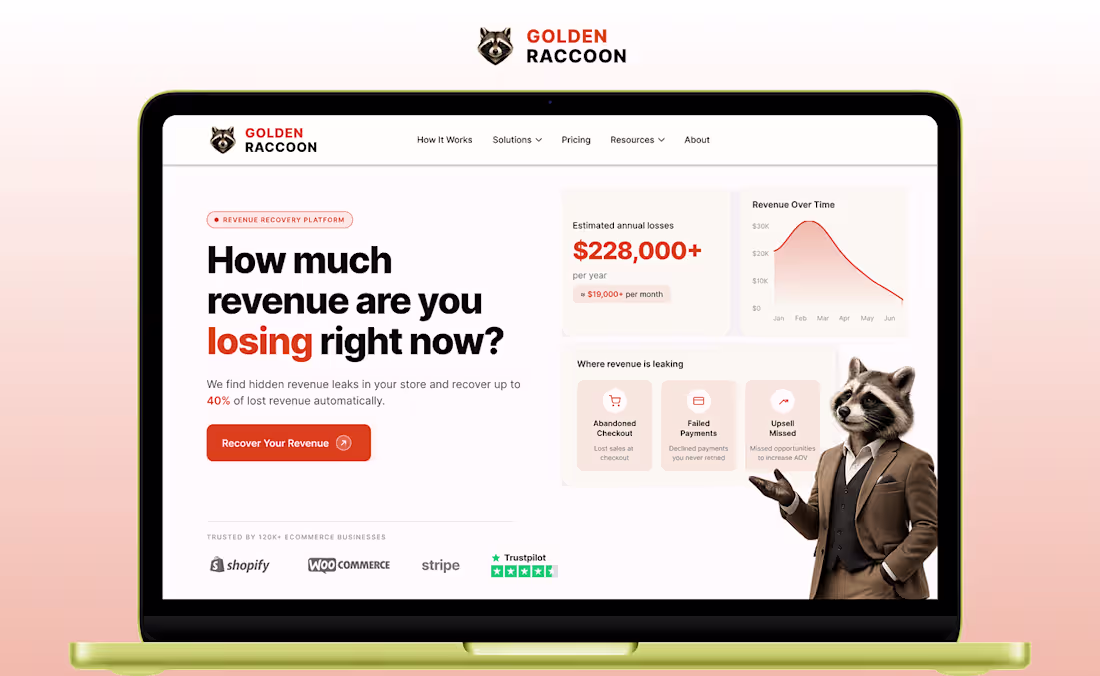 Cover image for Golden Raccoon Landing Page Design