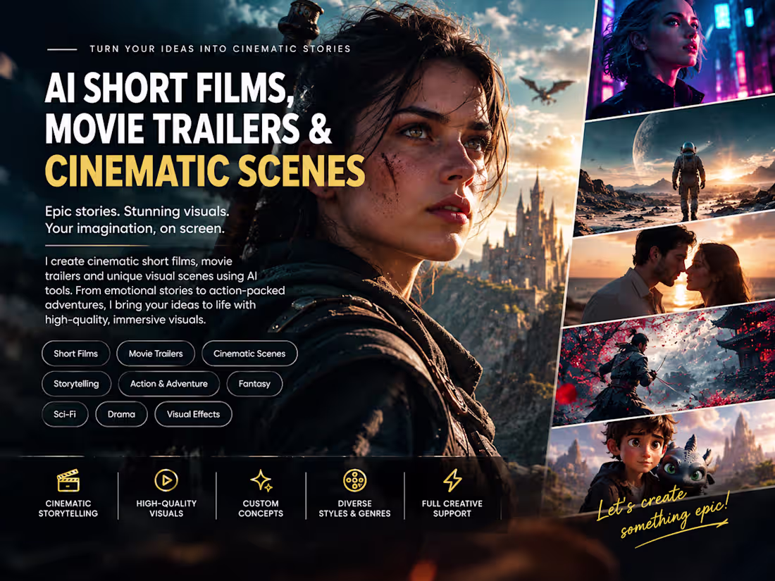 Cover image for AI Short Films, Movie Trailers & Cinematic Scenes