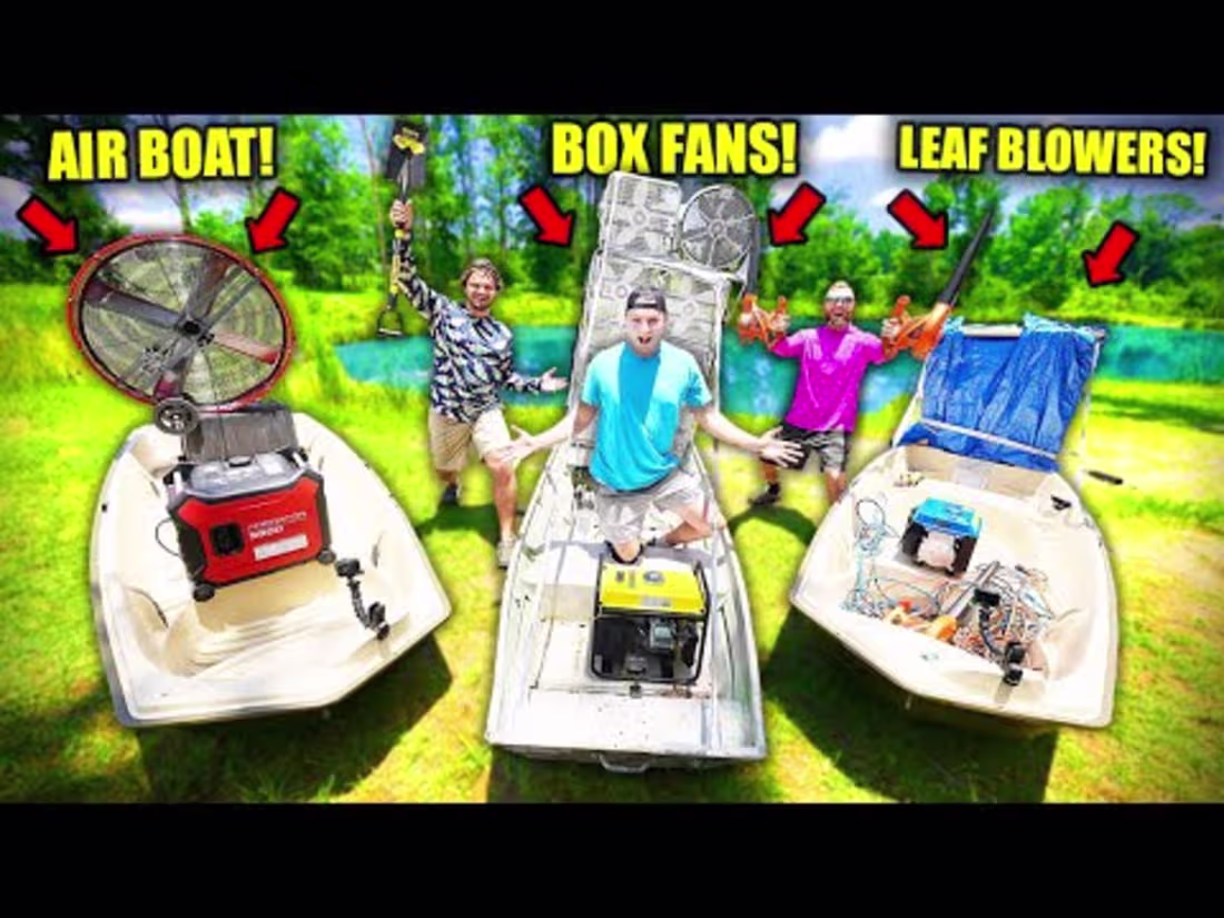 Cover image for WIND POWERED 1v1v1 BOAT BUILDING CHALLENGE (Big Fish!) - YouTube