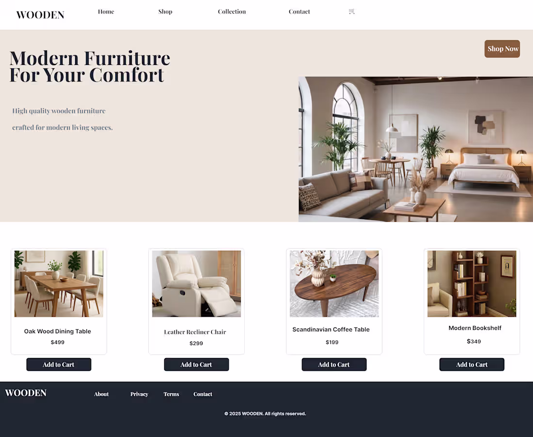 Cover image for Wooden — Furniture E-Commerce Landing