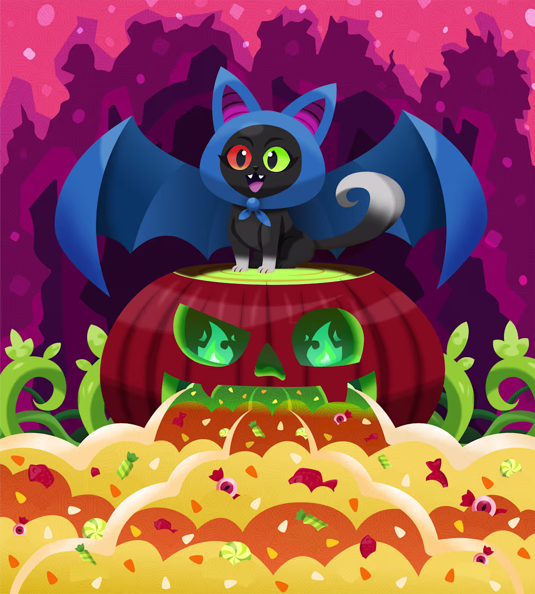 Cover image for Halloween Wine Illustration