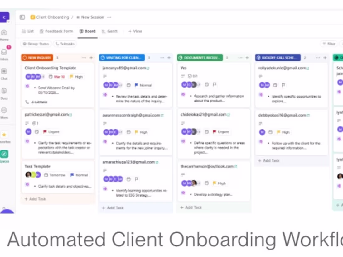 Cover image for Client onboarding workflow in ClickUp 