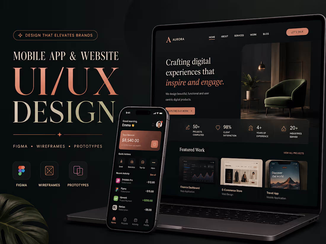 Cover image for Mobile App & Website UI/UX Design | Figma
