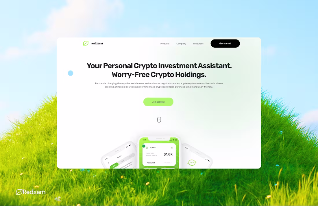 Cover image for Redxam Crypto: B2C Saas Website Figma Design