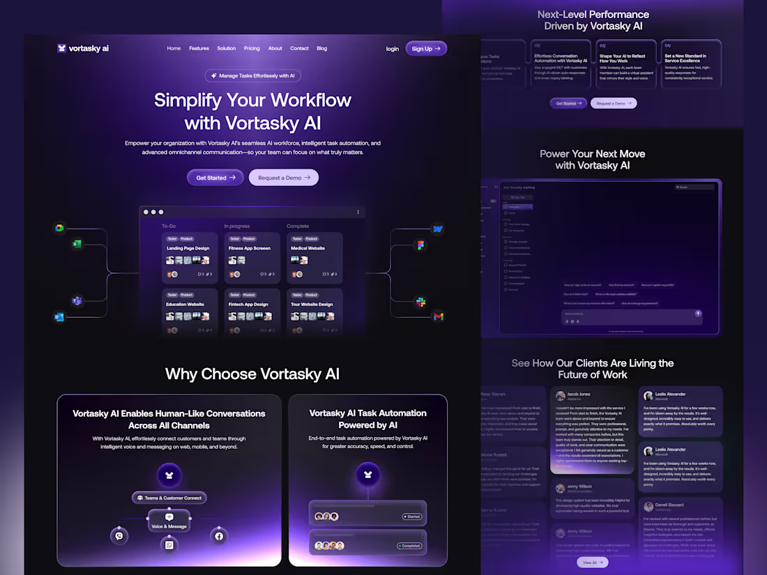 Cover image for Vortasky AI Task Management SaaS Landing Page Design