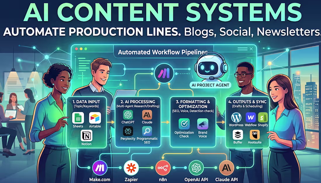 Cover image for Automated AI content system to scale blogs & social media 24/7