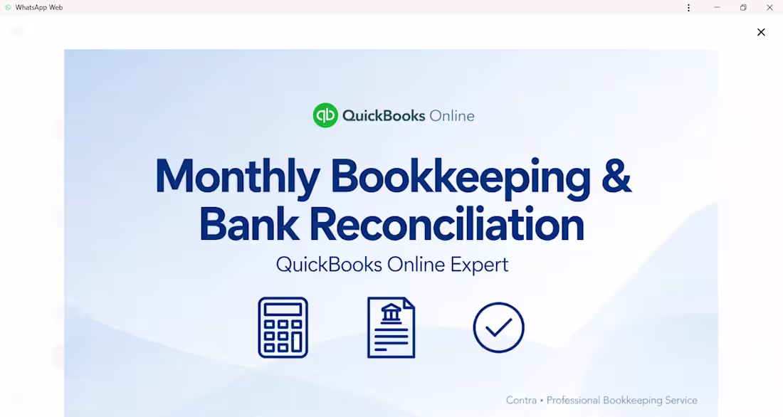Cover image for Monthly Bookkeeping & Bank Reconciliation - QuickBooks Online