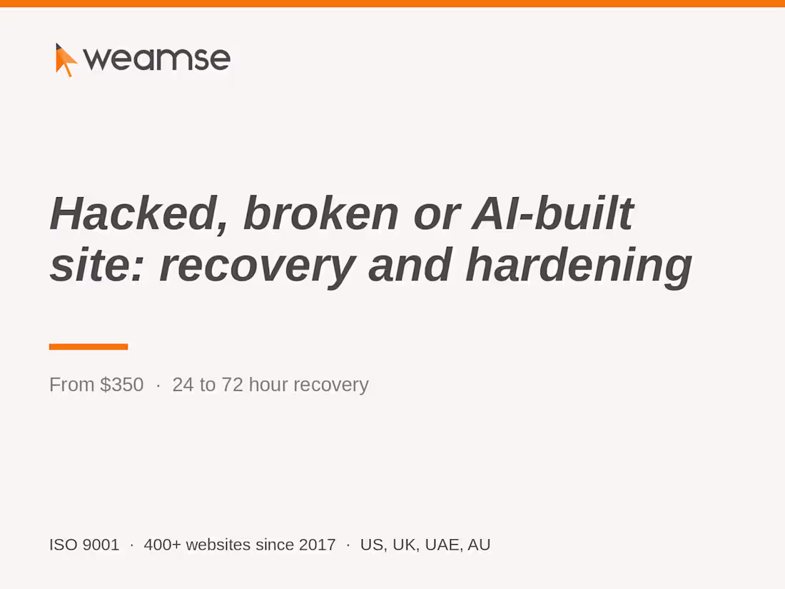 Cover image for Hacked, broken or AI-built site: recovery and hardening