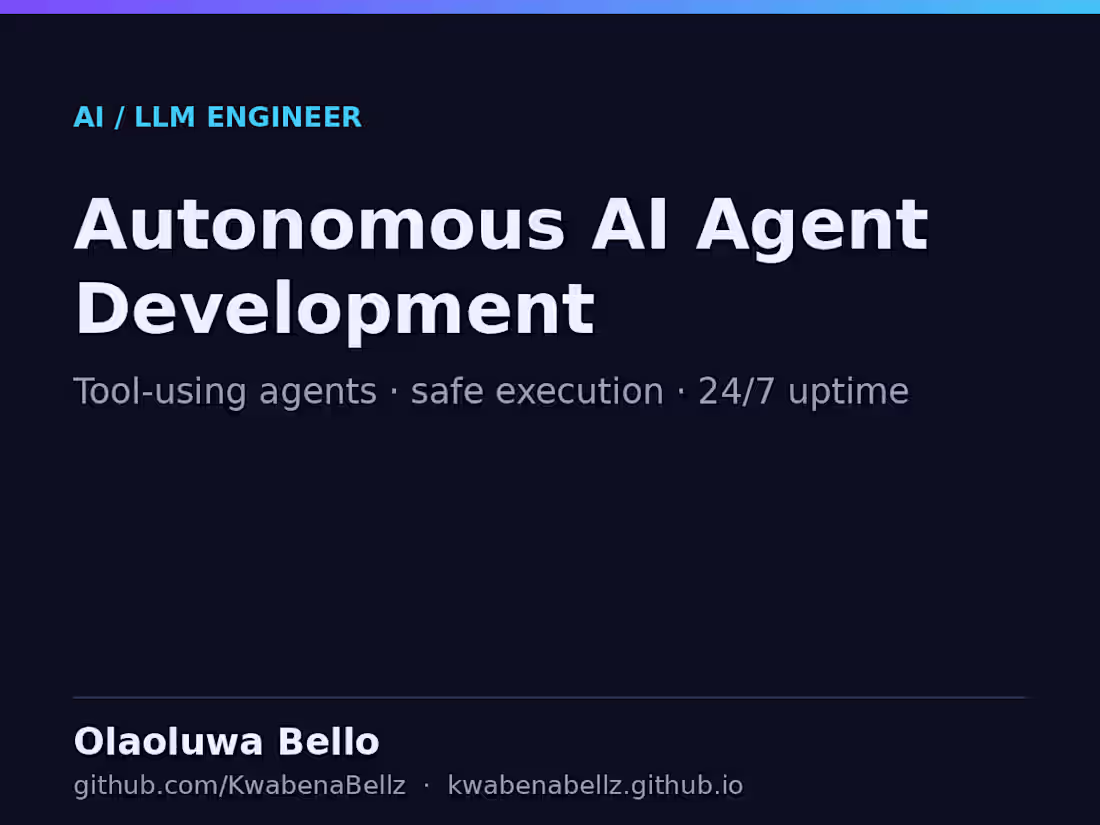 Cover image for Autonomous AI agent development (tool-using agents)