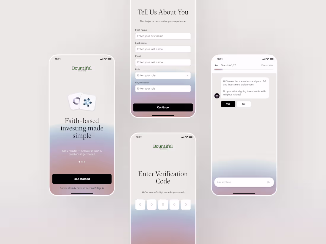 Cover image for Designed Faith-Based Investing Mobile App