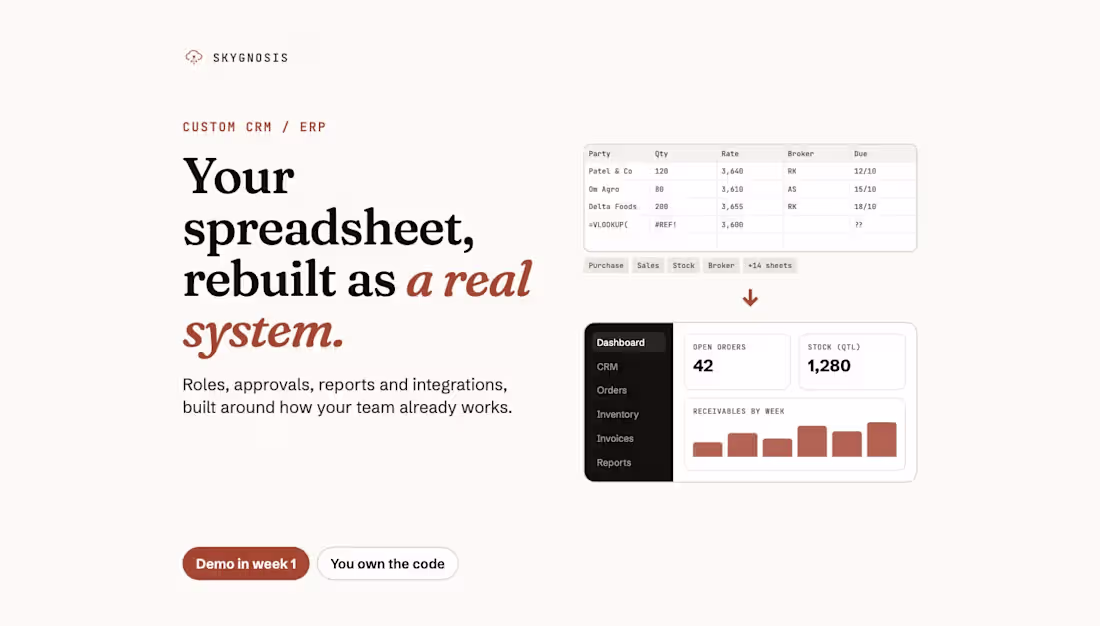 Cover image for Custom CRM / ERP That Replaces Your Spreadsheets