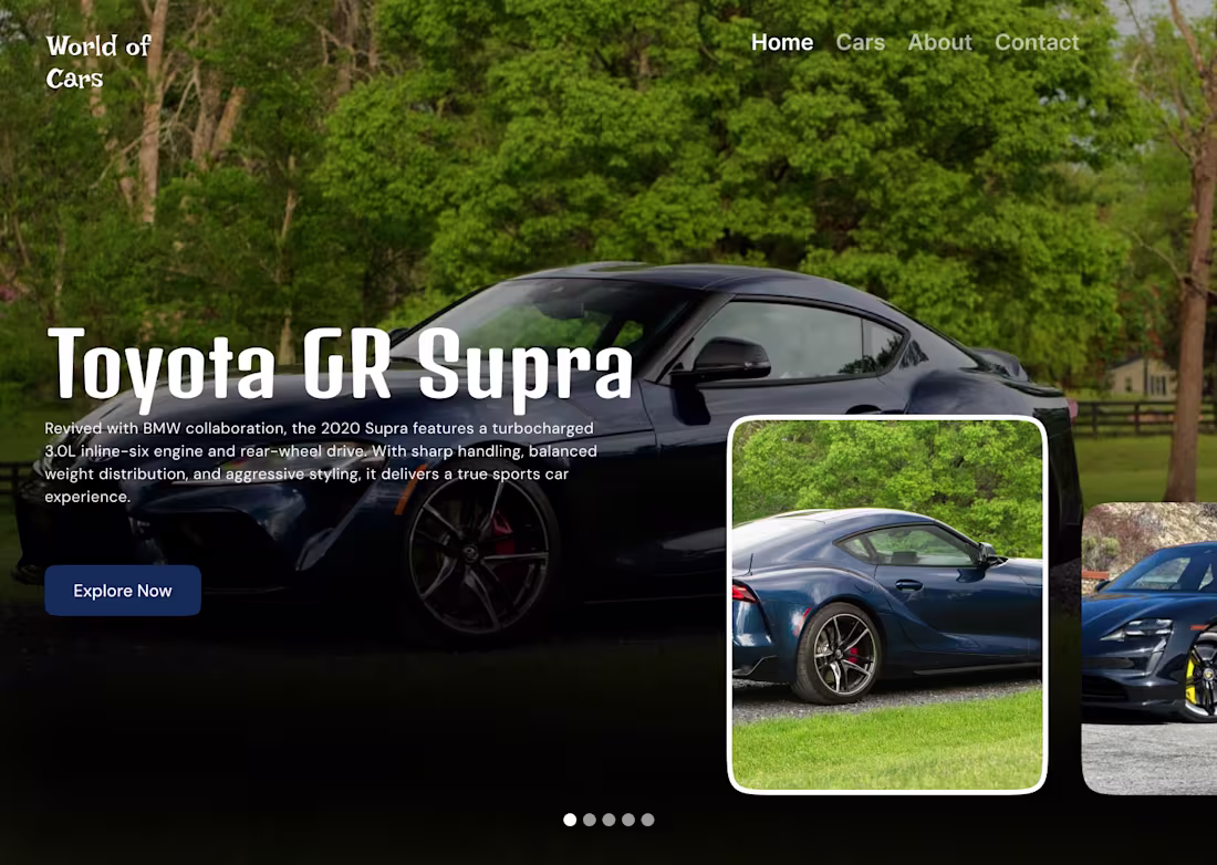 Cover image for Car Gallery Website Interface Design