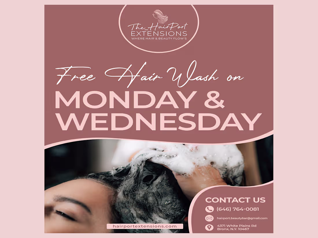 Cover image for Video/Flyer: HairPort Extensions – Free Wash Promo