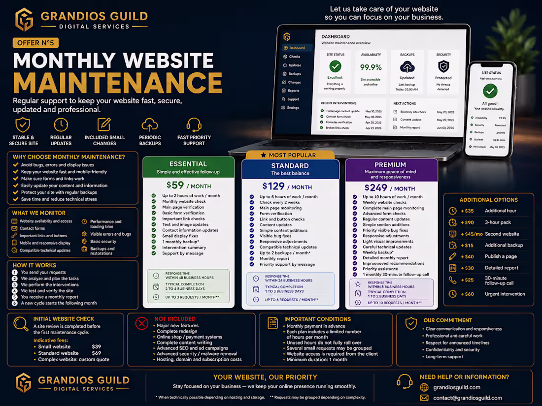 Cover image for Monthly Website Maintenance & Support