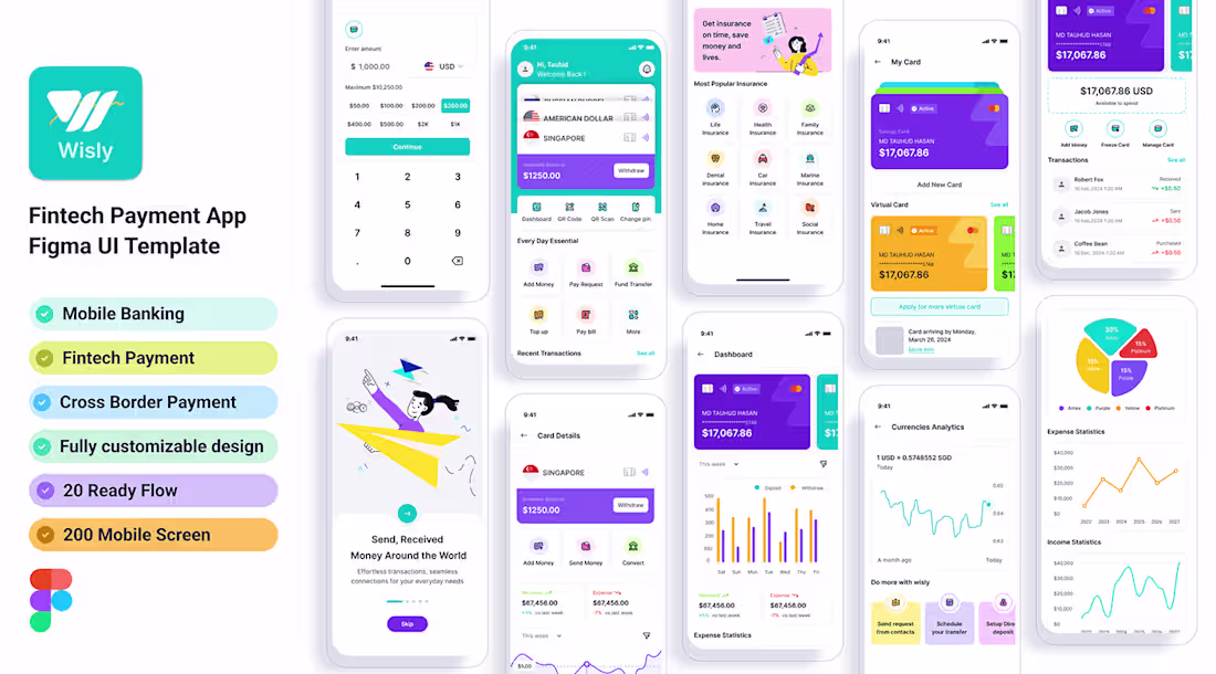 Cover image for Wisly Fintech Mobile App UI Template