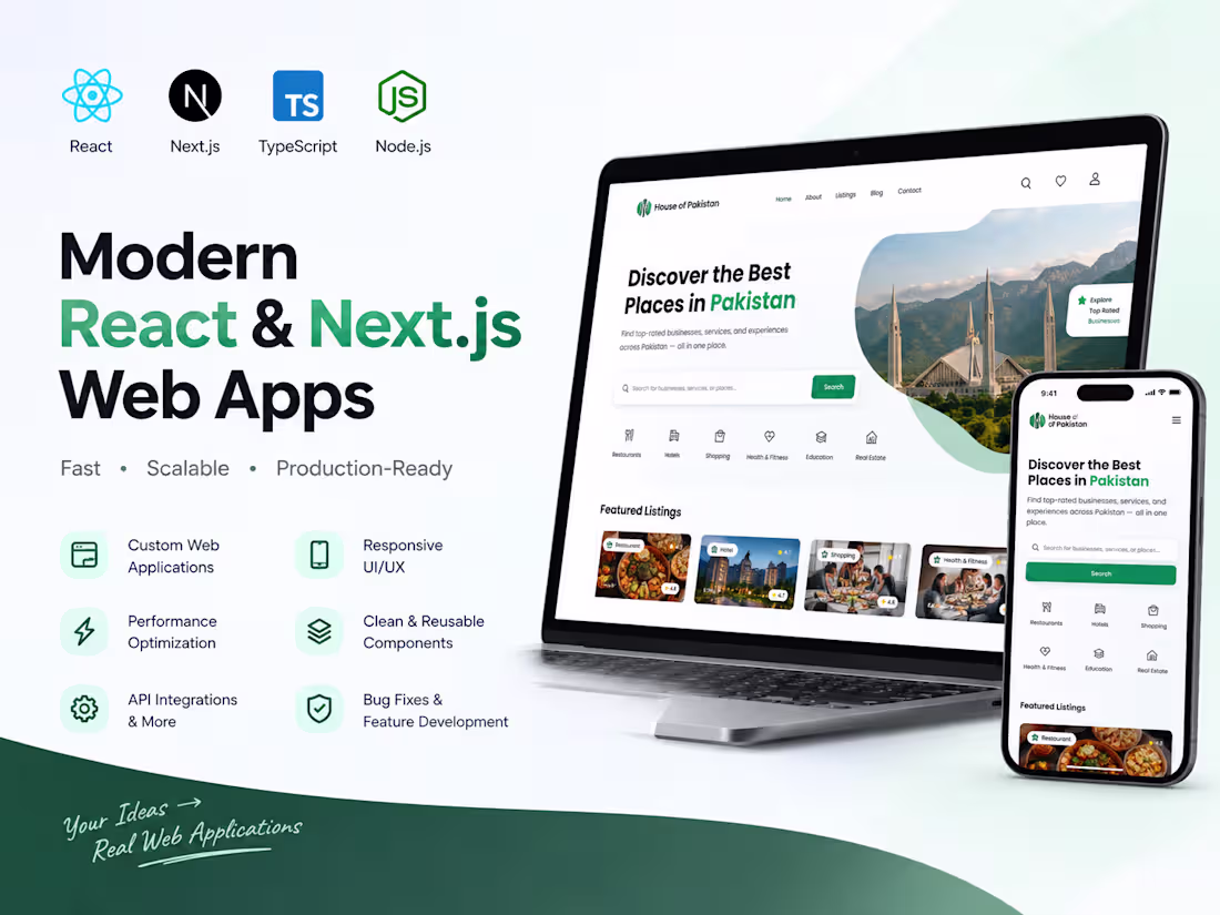 Cover image for React & Next.js Web App Development